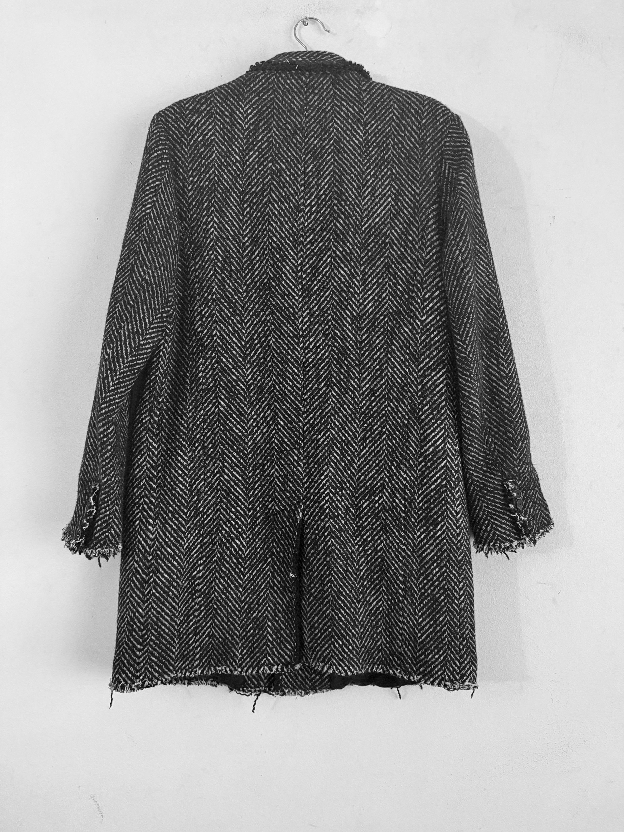 Avant Toi Distressed Herringbone Virgin Wool Coat Size US L / EU 52-54 / 3 - 3 Thumbnail