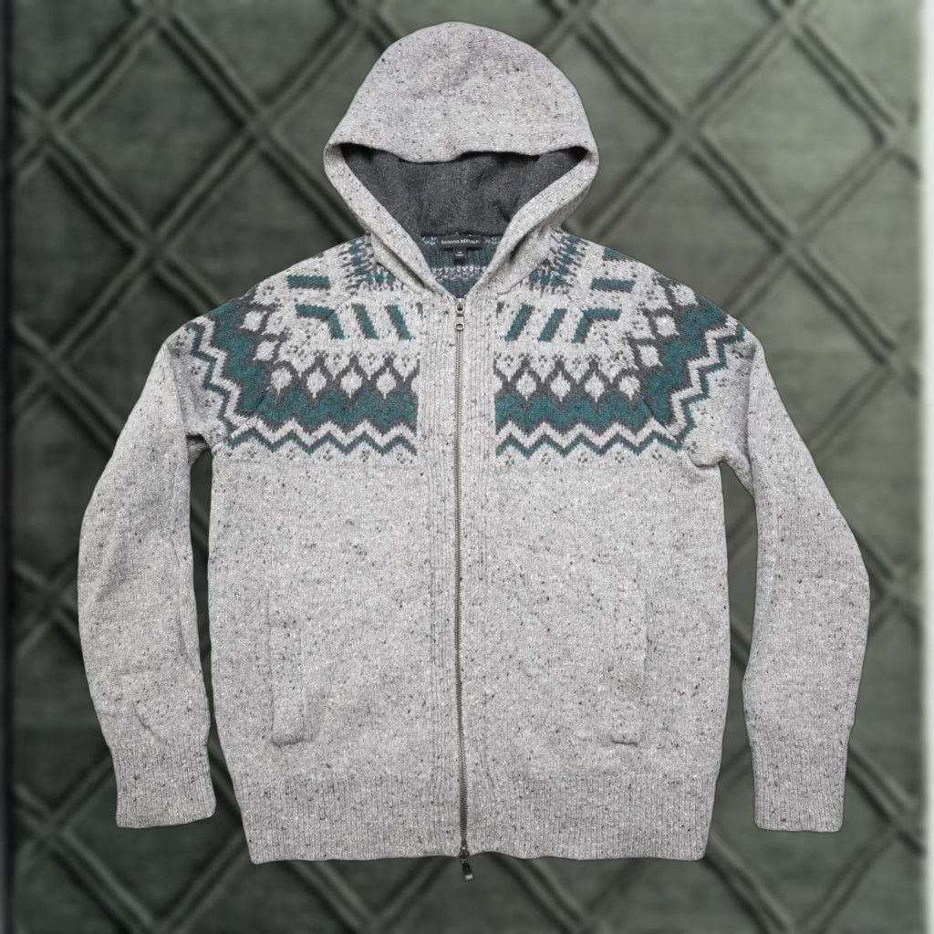Banana Republic Banana Republic Jacket Mens M Gray Nordic Print Wool Blend Cardigan Knit Sweater Fall Winter - Mens Size US M / EU 48-50 / 2 - 1 Thumbnail
