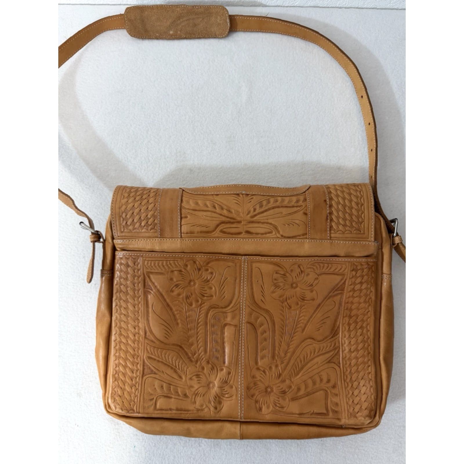 Vintage VINTAGE Tooled Leather Multi-Compartment Laptop Briefcase Brown Size ONE SIZE - 6 Thumbnail