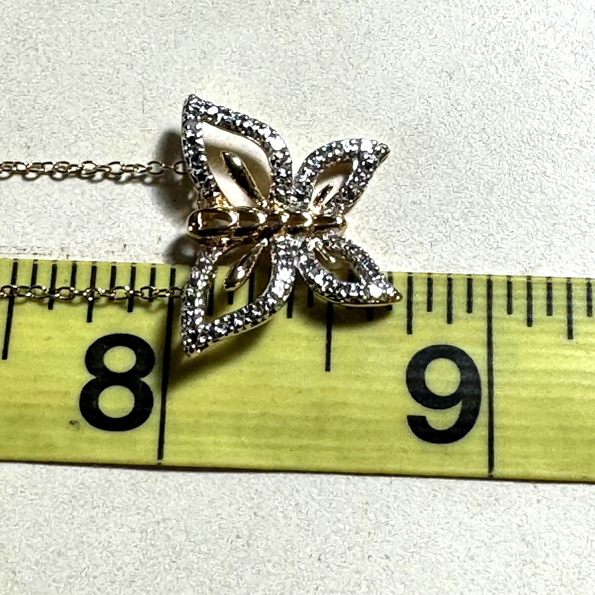 Vintage Gold Over Sterling Silver 925 Italy Butterfly Pendant Cubic Size ONE SIZE - 4 Thumbnail
