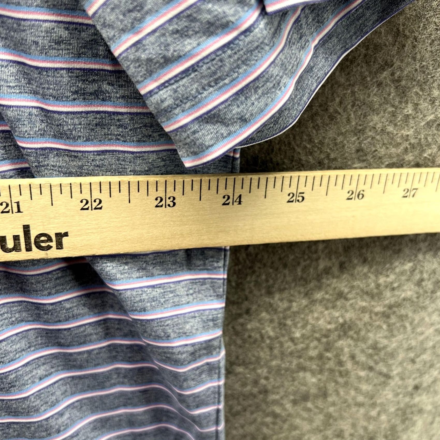 johnnie-O johnnie-O Polo Shirt Men XL Gray Striped Casual Polyester Logo Golf Stretch Shirt Size US XL / EU 56 / 4 - 7 Thumbnail