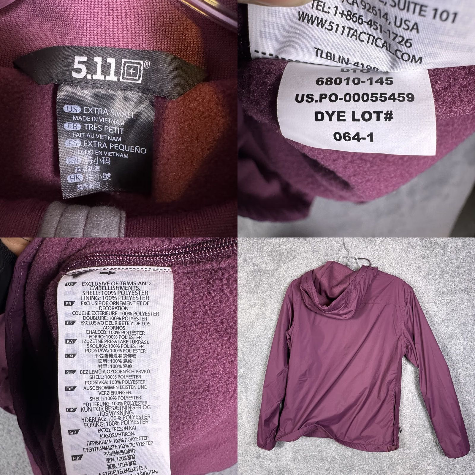 Vintage 5.11 Tactical Jacket Womens XS Seacoast Anorak Hooded Fleece Windbreaker Purple Size XS / US 0-2 / IT 36-38 - 8 Thumbnail