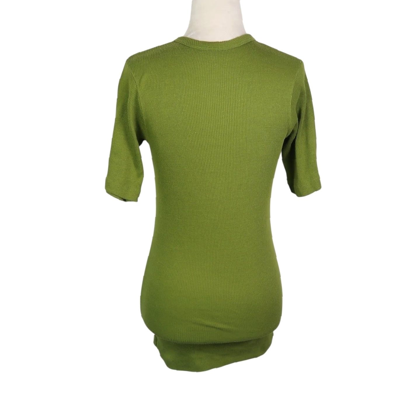 Olive VINTAGE Olive Green 1/4 Zip Ribbed Knit Sweater T-Shirt Top S Women Tunic 70s Seasonal Fall Winter Mens Womens Girls Boys Size S / US 4 / IT 40 - 4 Thumbnail