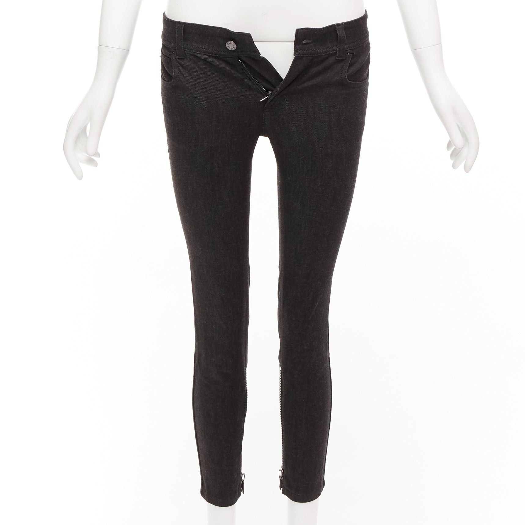 Tom Ford TOM FORD dark brown cotton blend silver staple embellished skinny jeans 26" Size 26" / US 2 / IT 38 - 1 Thumbnail
