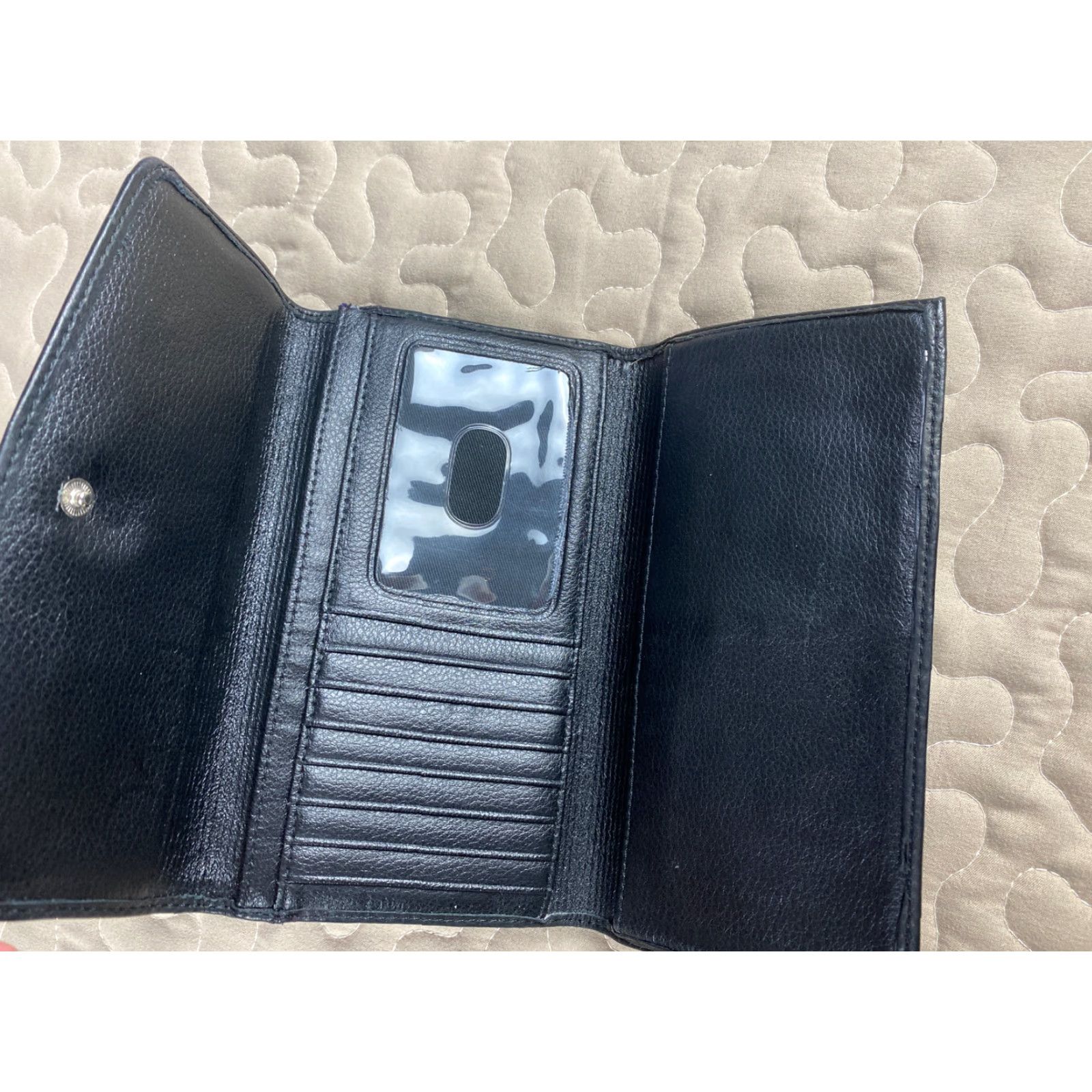 Fossil Fossil Wallet Womens Black Genuine Leather Tri Fold Clutch Size ONE SIZE - 2 Thumbnail