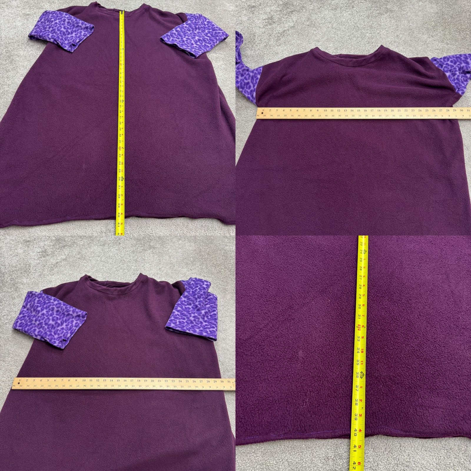 Vintage VINTAGE Y2K Dress Women 2X Purple Leopard Lounge Fleece Tunic Oversized Handmade Size XXL / US 16-18 / IT 52-54 - 8 Thumbnail