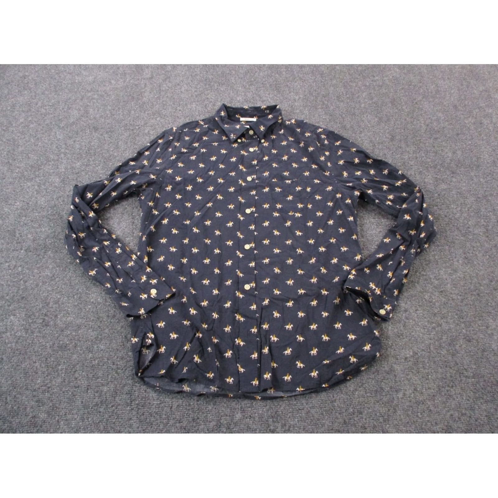 Allsaints AllSaints Shirt Mens S Blue Pony All Over Classic Country Shuttle Notes Preppy Size US S / EU 44-46 / 1 - 2 Thumbnail