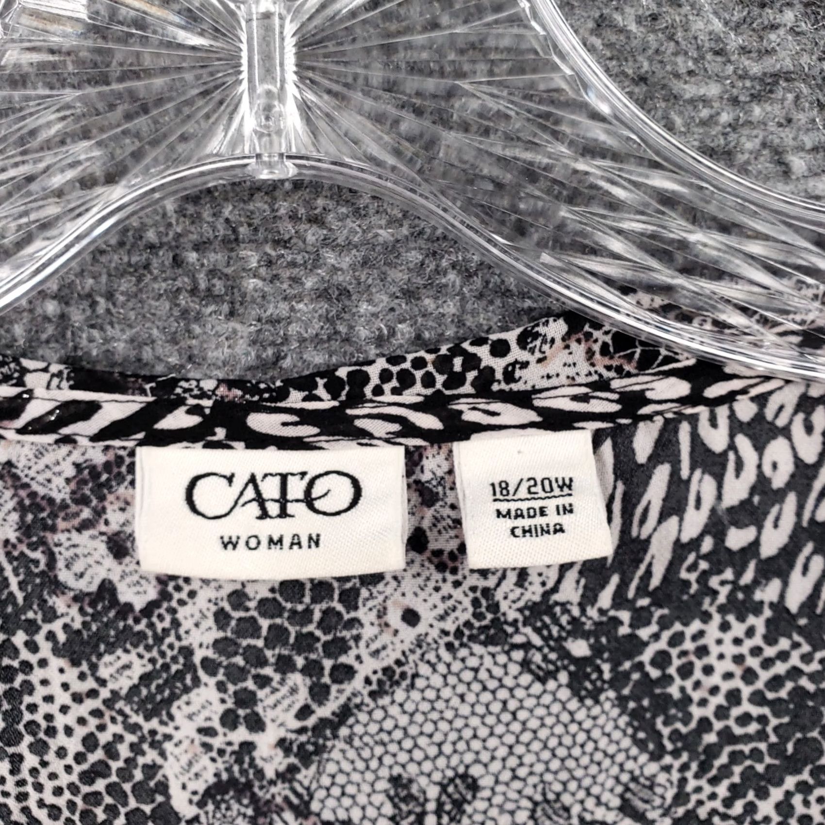 Vintage Cato Blouse Womens Plus Black Ruffle Animal Print 3/4 Sleeve Boho Size 3XL / US 20-22 - 6 Thumbnail