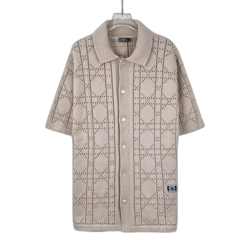 Dior Dior Pink Knitted Short Sleeve Button-Up Shirt Size M / US 6-8 / IT 42-44 - 1 Thumbnail
