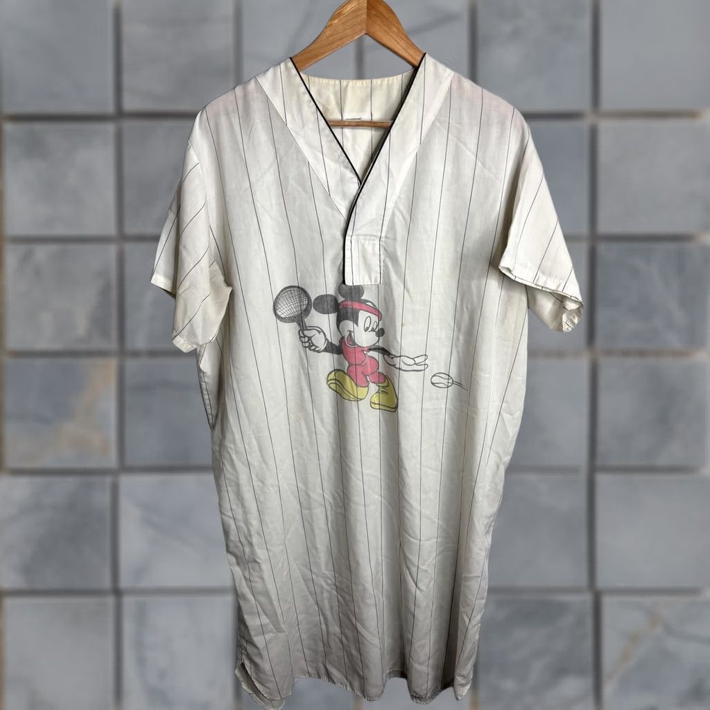 Disney VINTAGE Disney Mickey Mouse Sleepshirt Womens One Size White Kaftan Nightgown Size ONE SIZE - 1 Thumbnail