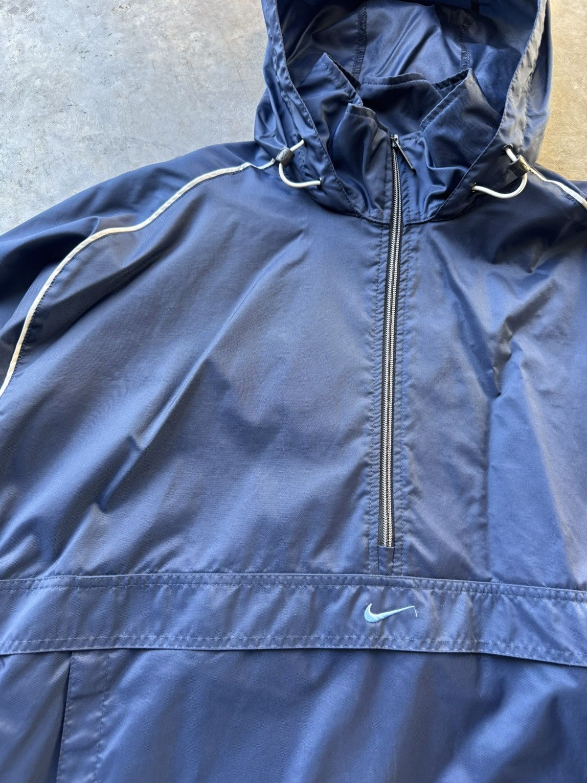 Nike × Vintage Vintage 90’s/Y2K Navy Nike Parka Windbreaker Nylon Jacket Size US L / EU 52-54 / 3 - 4 Thumbnail