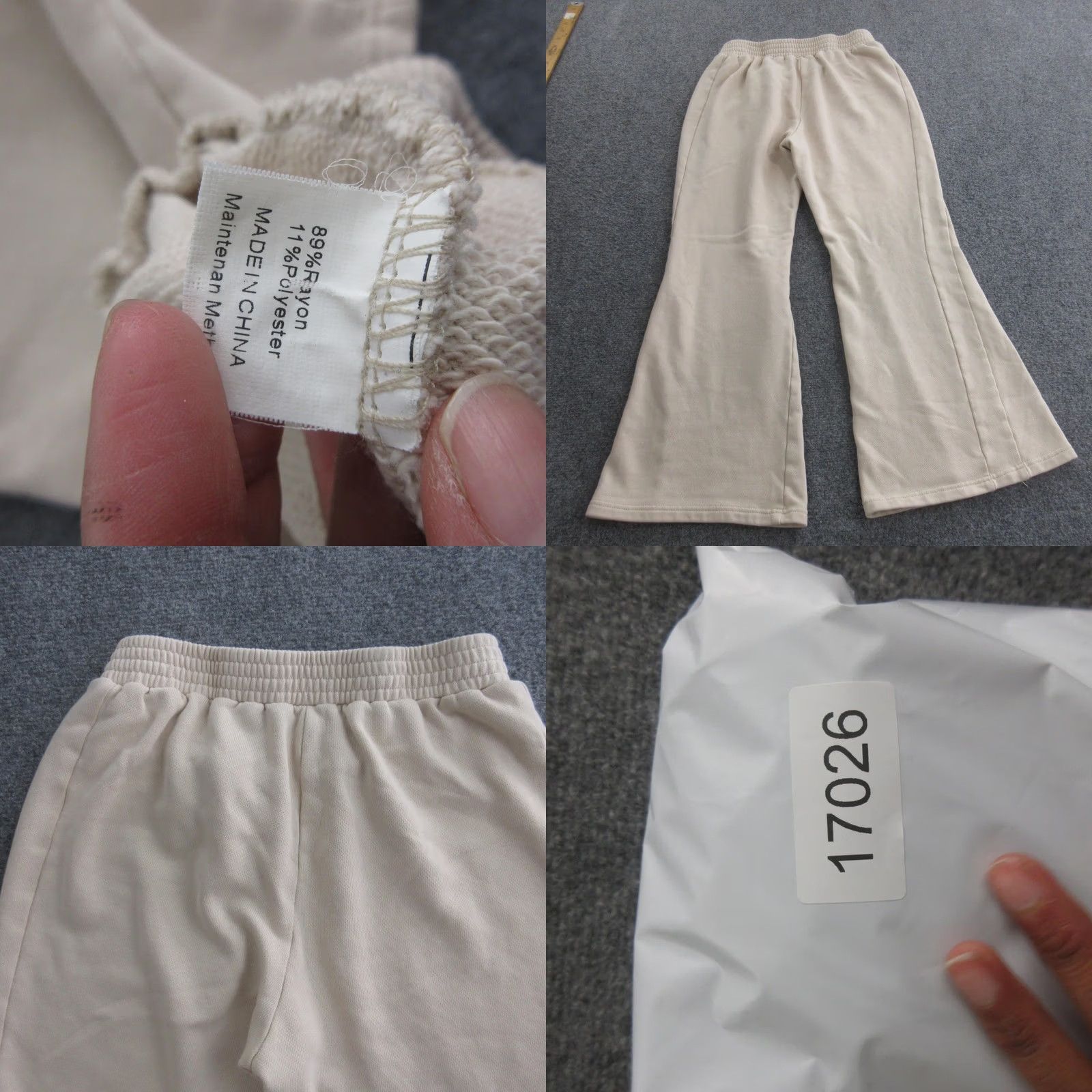 Vintage ANRABESS Pants Womens Medium Beige Flare Leg Knit Sweatpants Casual Size 32" / US 10 / IT 46 - 8 Thumbnail
