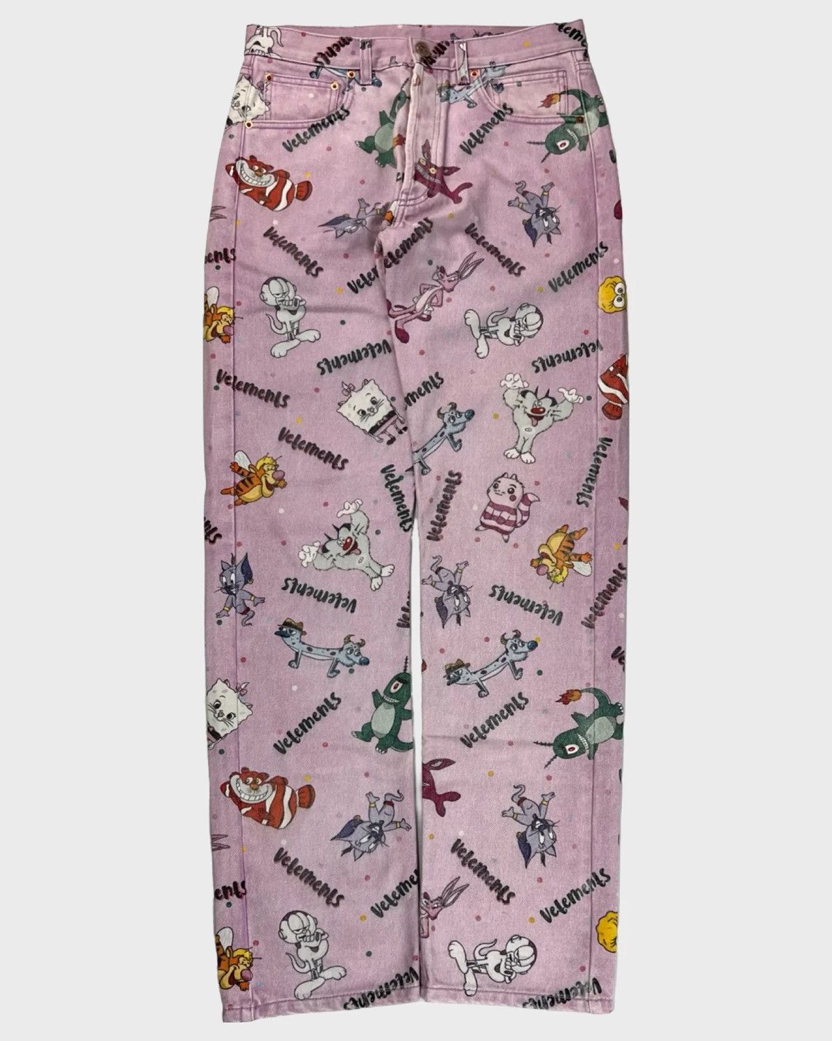 Vetements VETEMENTS SS20 RUNWAY COMIC CLUSTERFUCK JEANS IN PINK SZ:XS Size US 31 - 1 Thumbnail