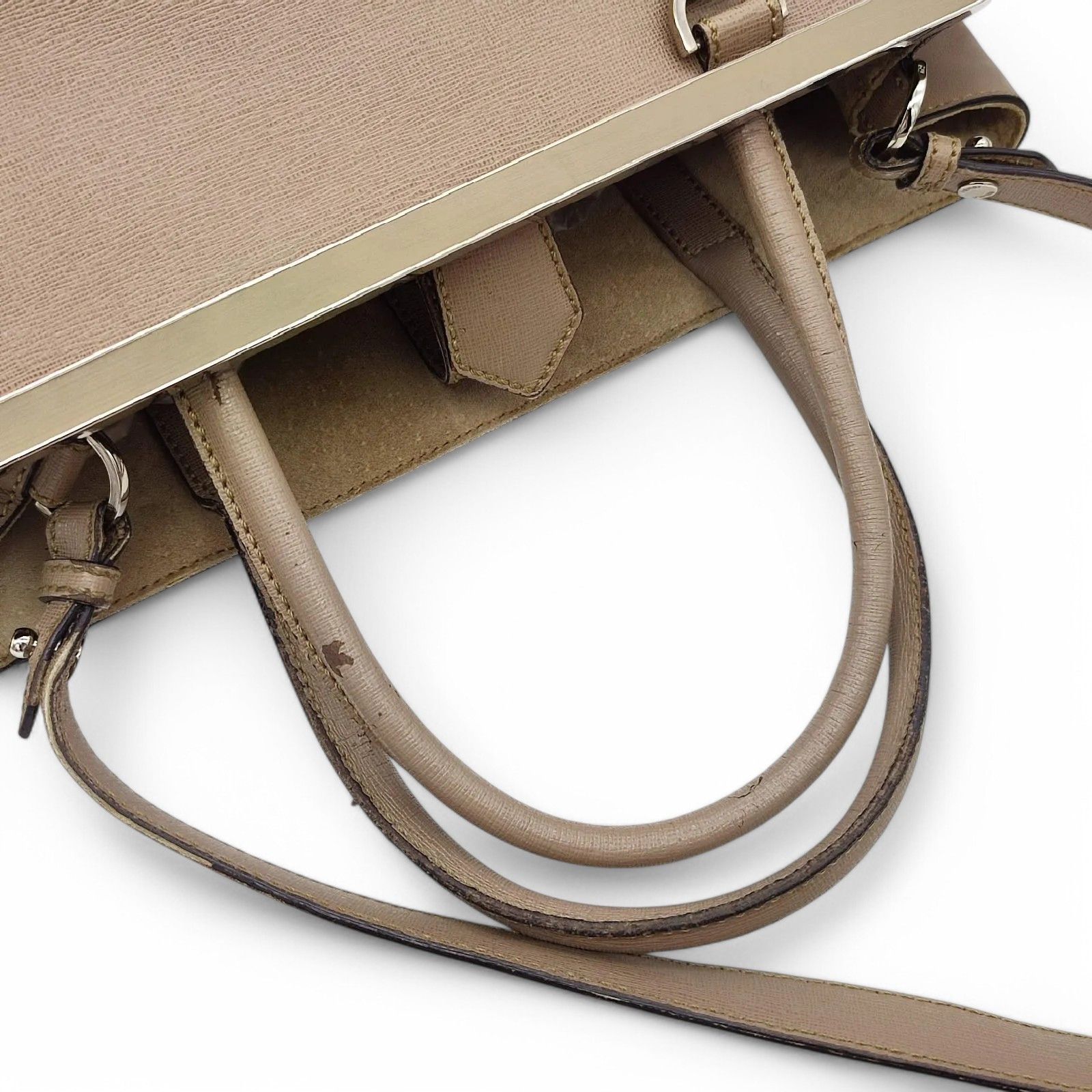 Fendi Fendi - Twojours Handbag Leather Beige Salmon Shoulder Bag Size ONE SIZE - 5 Thumbnail
