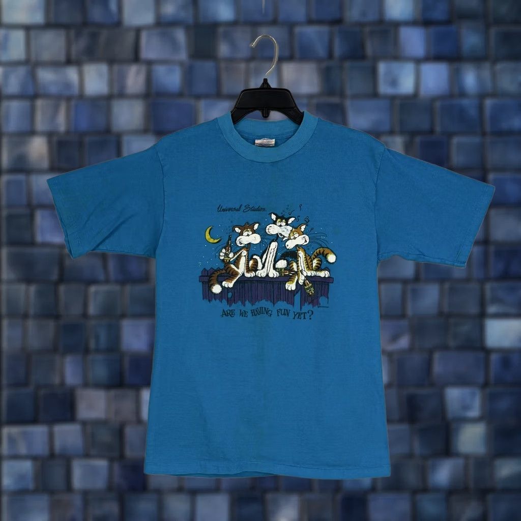 Vintage Vintage Universal Studios Shirt Mens Large Blue Cat Graphic 80s Single Stitch Size US L / EU 52-54 / 3 - 1 Thumbnail