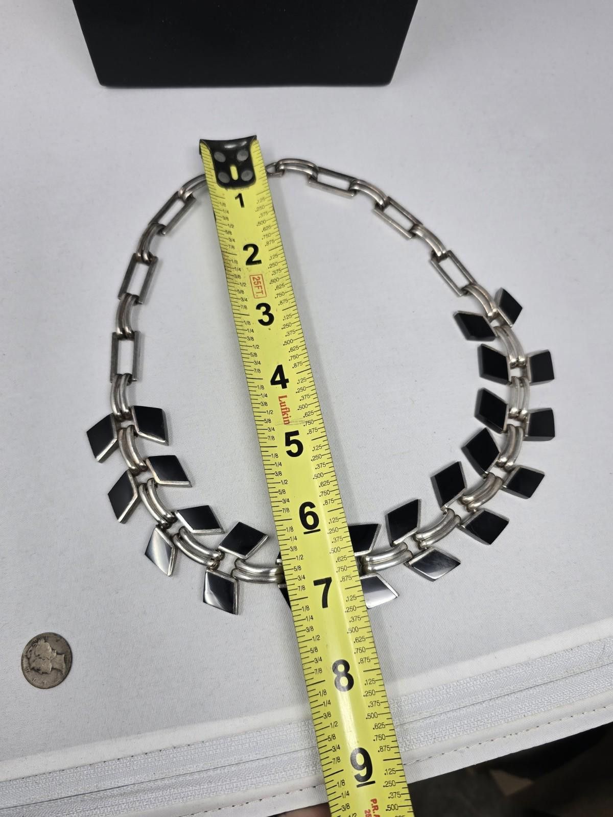 Other Vtg 123g Taxco Mexico Sterling Silver & Black Onyx Necklace Size ONE SIZE - 6 Thumbnail