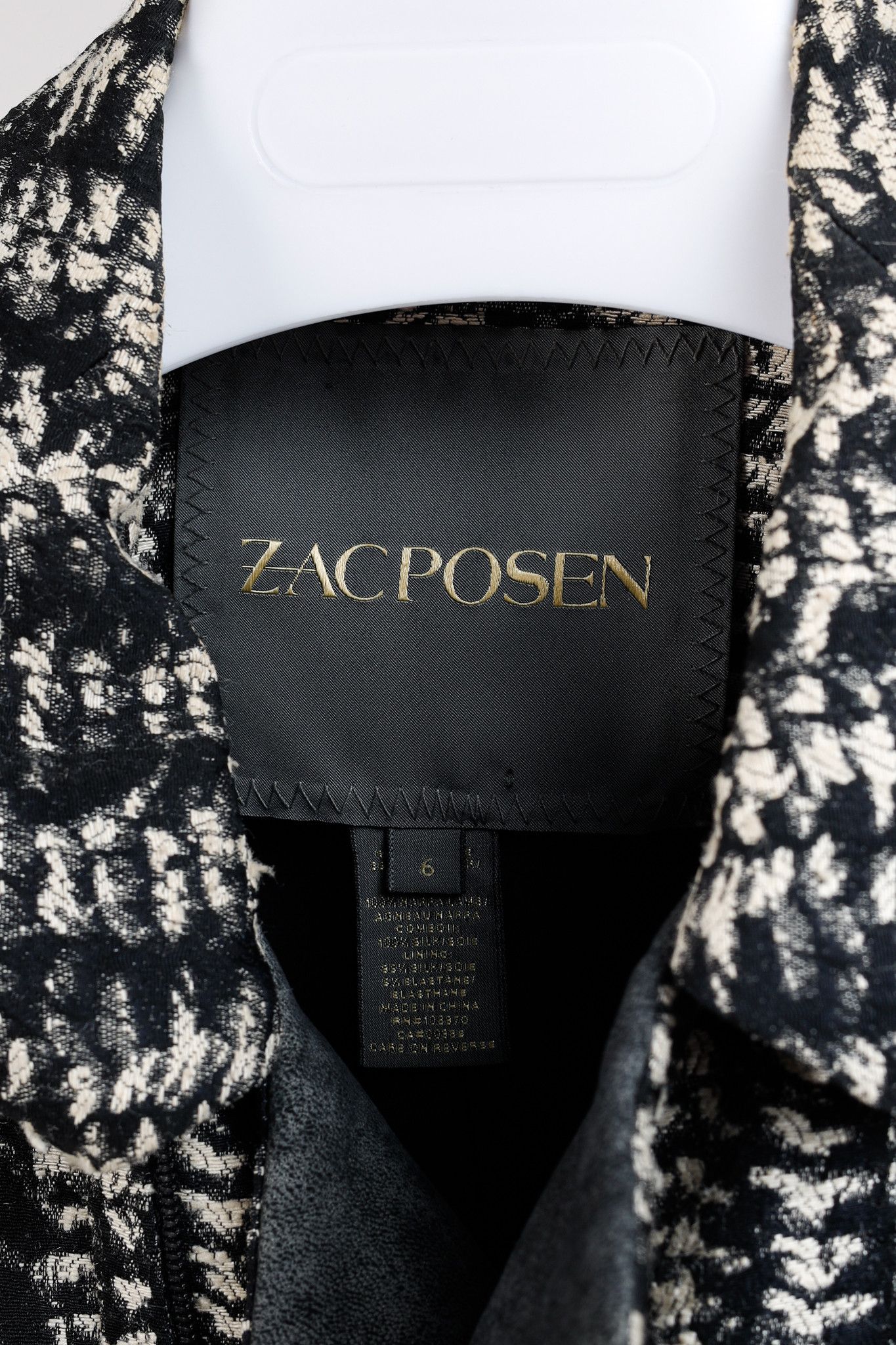 Zac Posen Zac Posen Jacquard Black Silver Silk Moto Jacket Size M / US 6-8 / IT 42-44 - 4 Thumbnail