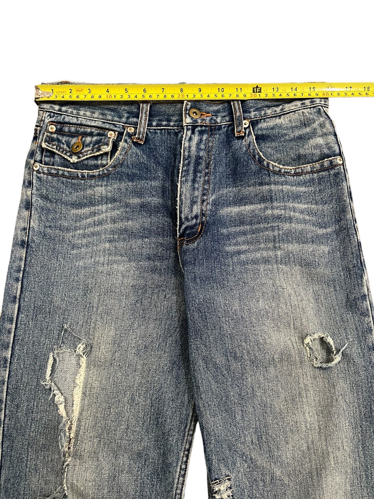 14th Addiction Vintage Japanese Brand Blue Wash Distress Straight Cut Jeans Size US 32 / EU 48 - 13 Thumbnail