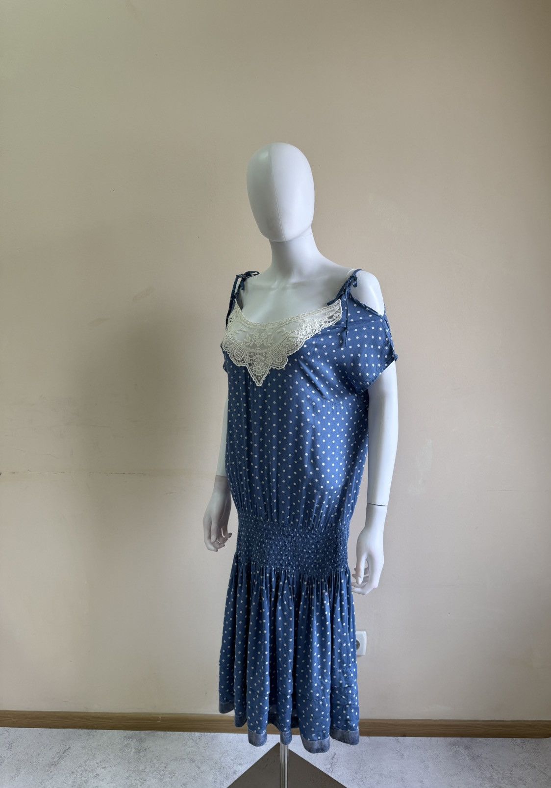 Vintage Ewa I Walla Blue Polka Dot Short Sleeve Midi Dress Size XS Size XS / US 0-2 / IT 36-38 - 7 Thumbnail