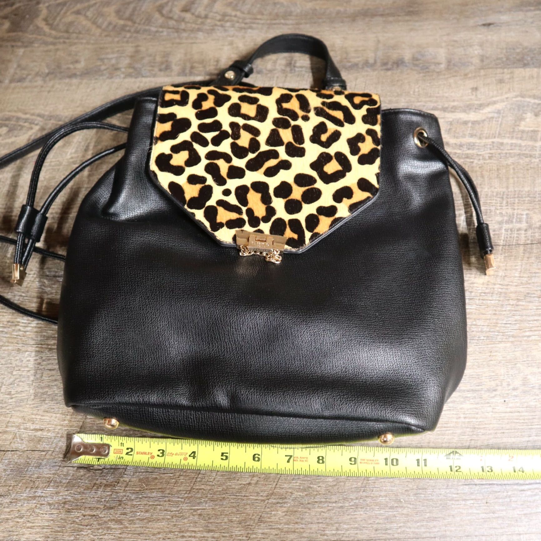 Vintage VINTAGE Dune London Leather Backpack Womens Medium Black Leopard Print Purse Accessories Size ONE SIZE - 6 Thumbnail