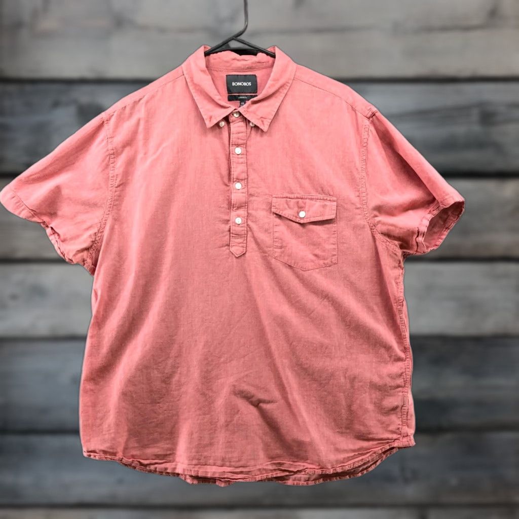 Bonobos Bonobos Shirt Pink Mens XXL Short Sleeve Button Front Pocket Polo Shirt Size US XXL / EU 58 / 5 - 1 Thumbnail