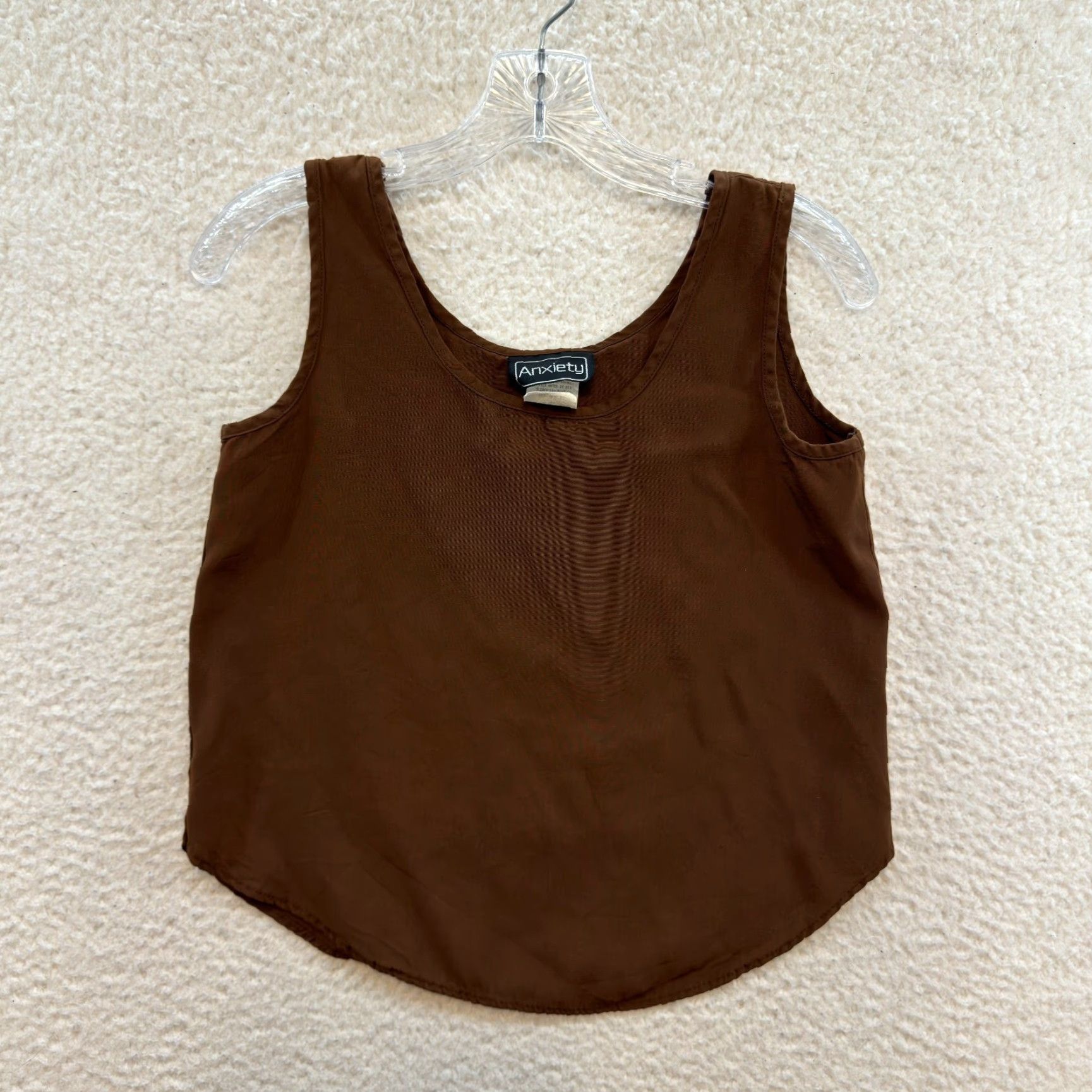 Vintage VINTAGE 90s Anxiety Brown Sleeveless Round Neck Blouse Layering Top Shirt Women S/M M Size M / US 6-8 / IT 42-44 - 2 Thumbnail