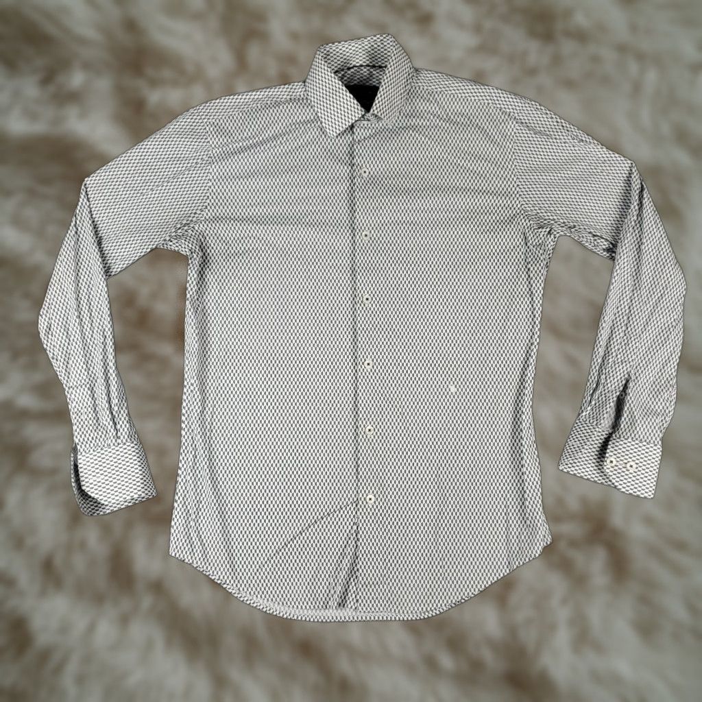 BUGATCHI VINTAGE Bugatchi Uomo Dress Shirt Mens 15.5 Gray Long Sleeve Business Casual Formal Wedding Size 40R - 1 Thumbnail