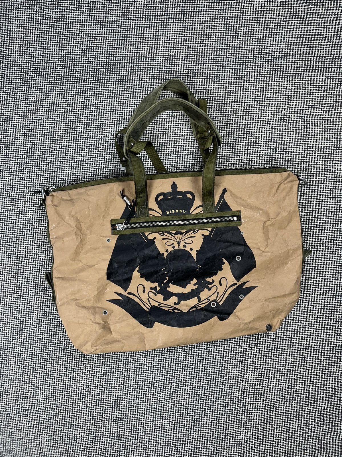 Avant Garde x Diesel Vintage Y2K Diesel Oversized Tote Bag Shopper Duffle in Brown, Men's