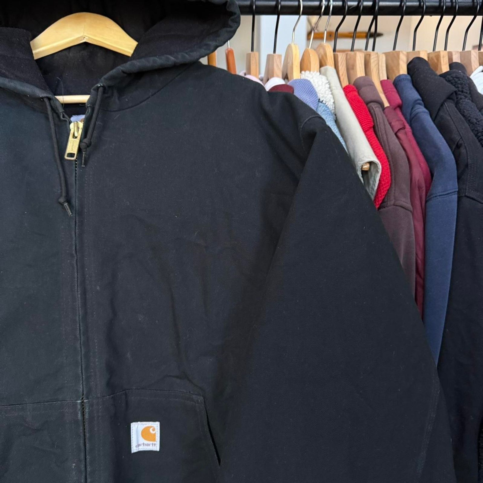 Carhartt Vintage 2005 Carhartt J130 Hooded Jacket Black Great Wear Size US XXL / EU 58 / 5 - 3 Thumbnail