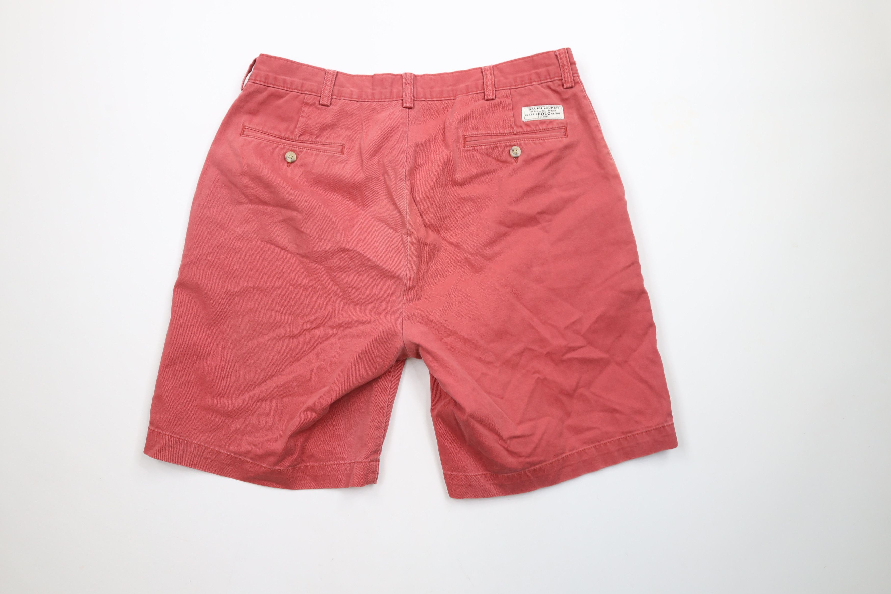 Ralph Lauren × Vintage Vintage 90s Ralph Lauren Above Knee Cotton Chino Shorts Red Size US 34 / EU 50 - 10 Thumbnail