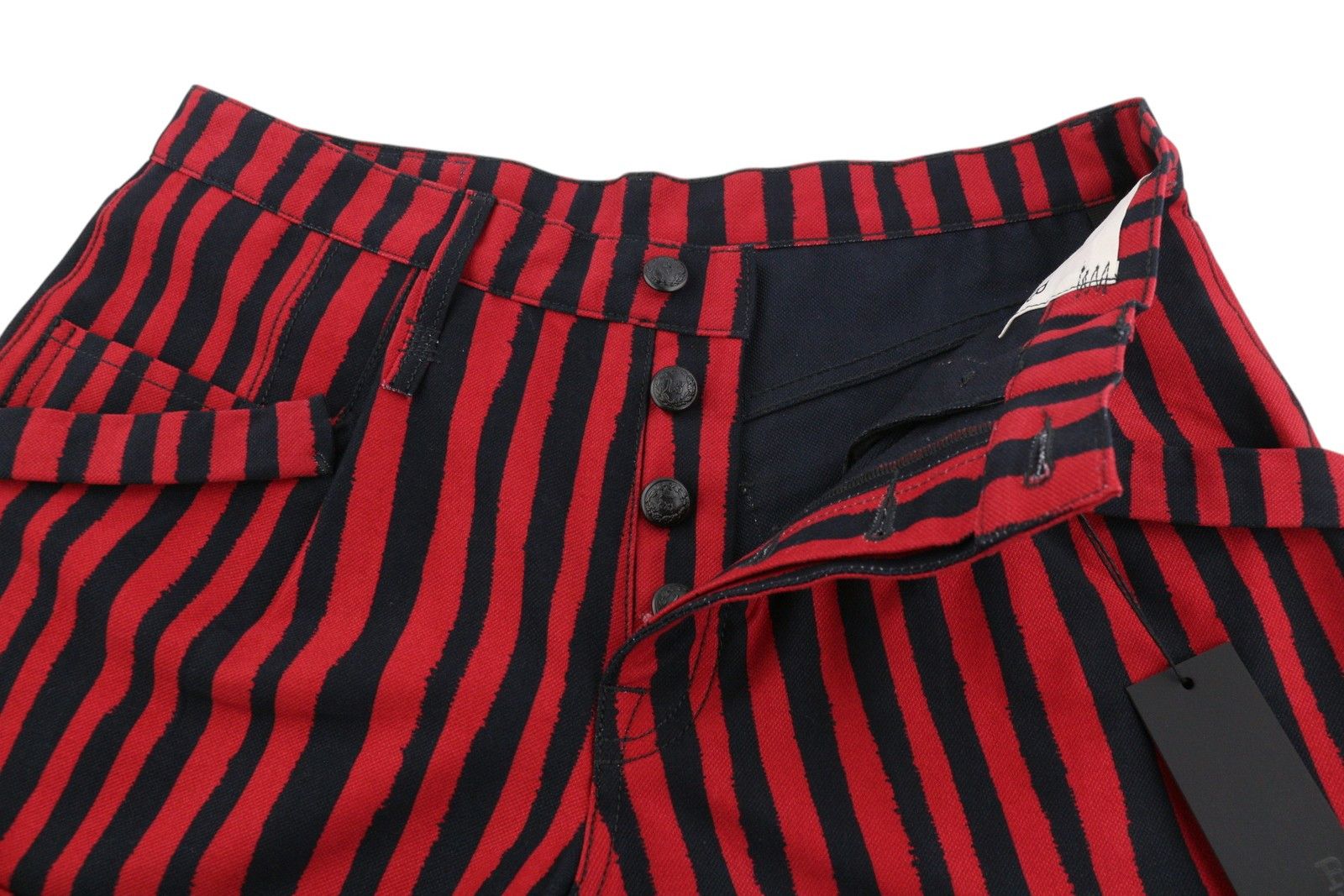 R13 POUCH POCKET 25 Red Stripe Turn-Up Denim Shorts 89422 Size 25" / US 0 / IT 36 - 4 Thumbnail