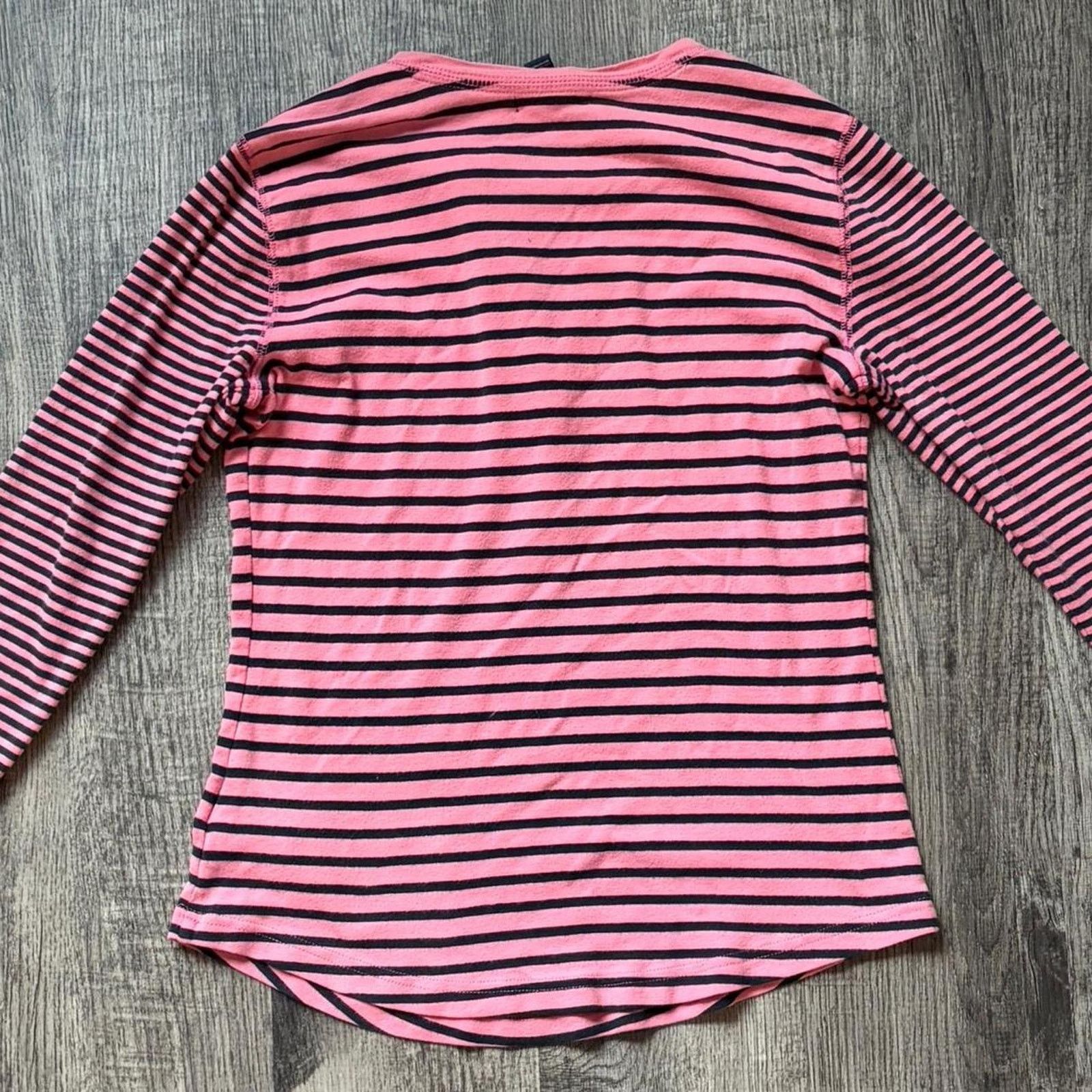 Chaps Chaps pink & black striped long sleeve top w button detail Size S / US 4 / IT 40 - 3 Thumbnail