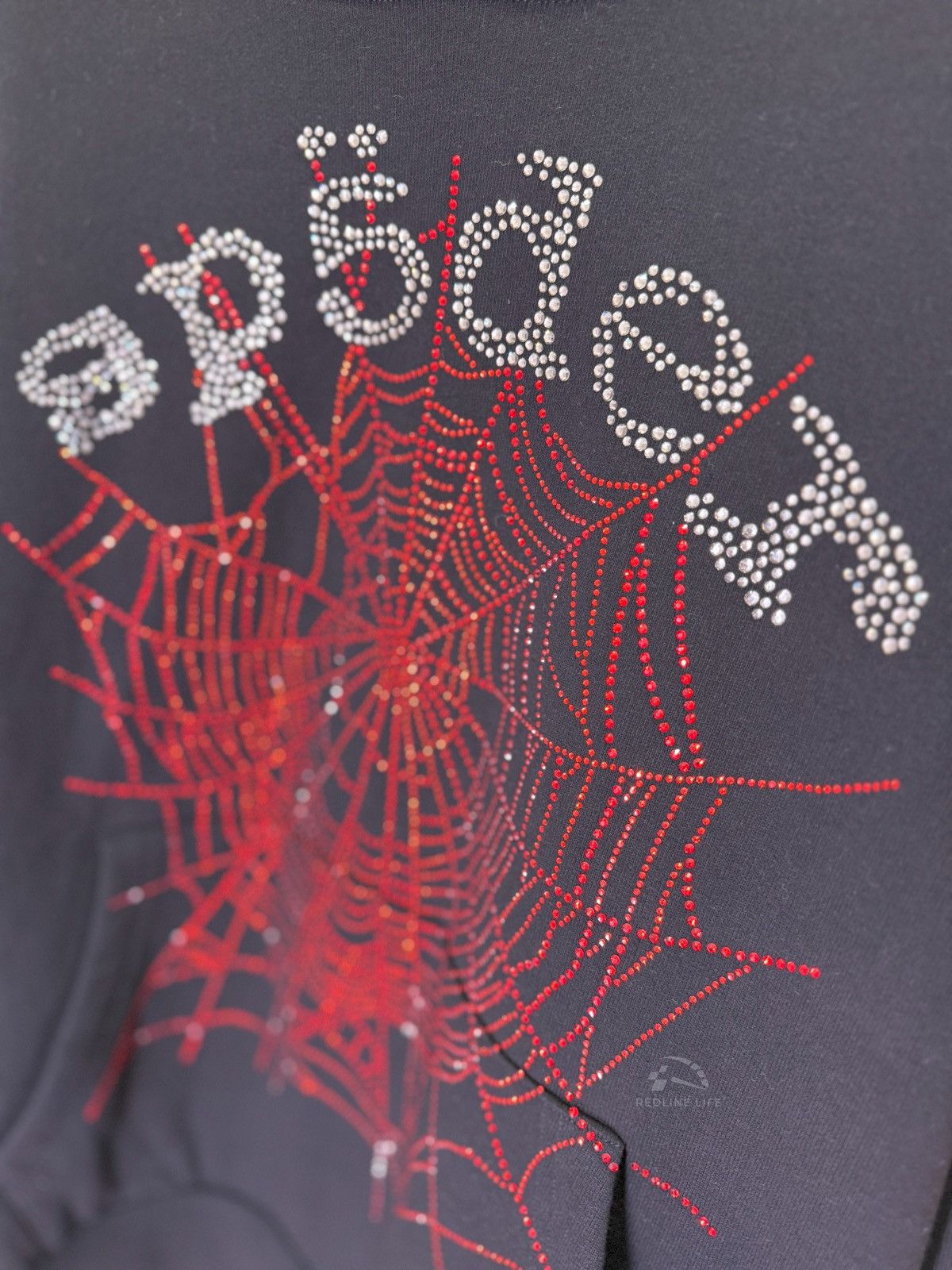 Spider Sp5der Rhinestone OG Web V2 Hoodie Size L | Grailed