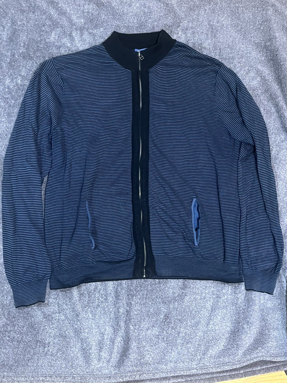 Other Black and Blue Striped Light Zip Up Jacket Size US XL / EU 56 / 4 - 1 Thumbnail