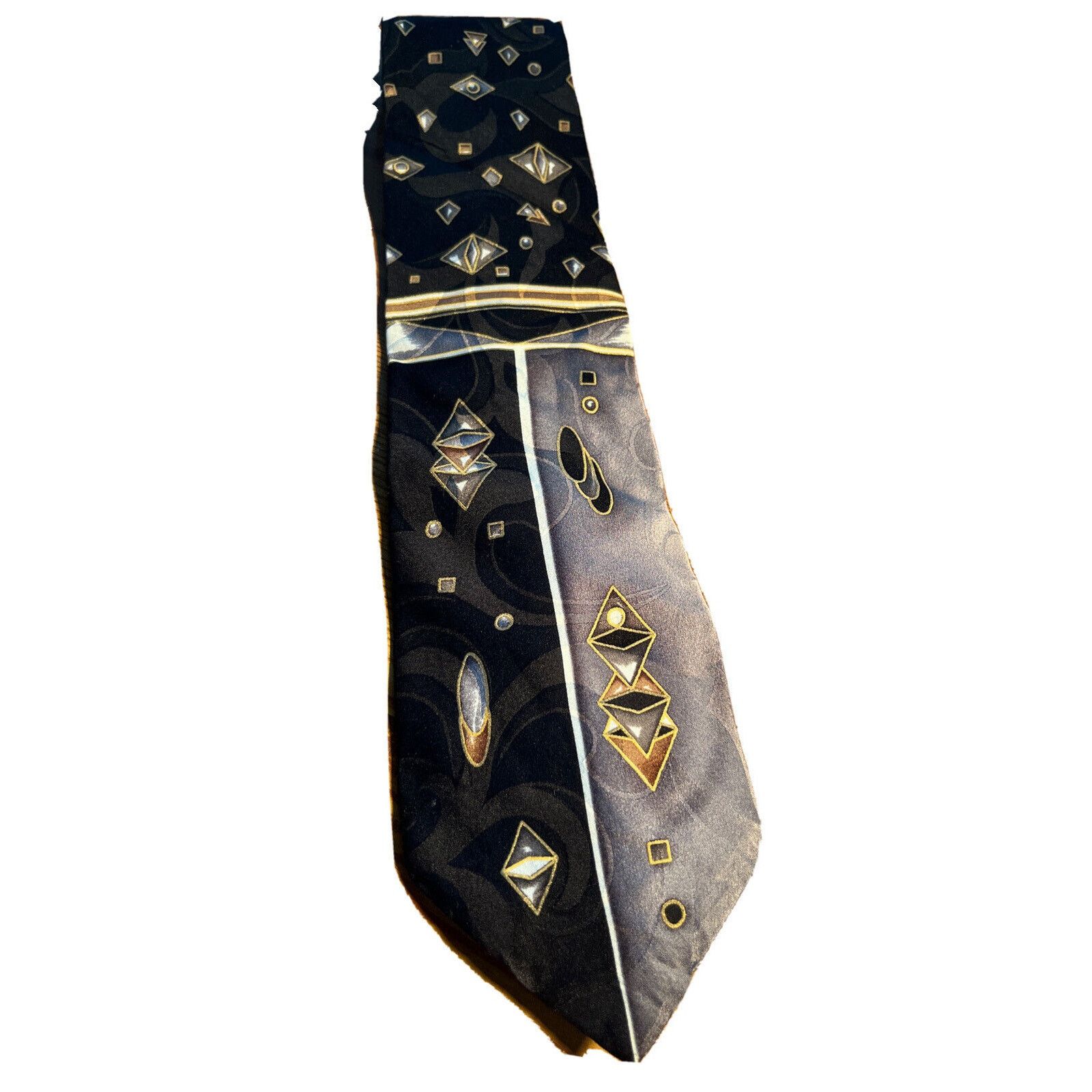 Other Chez Roffé New York Men’s Black Silk Abstract Geometric tie Size ONE SIZE - 1 Thumbnail