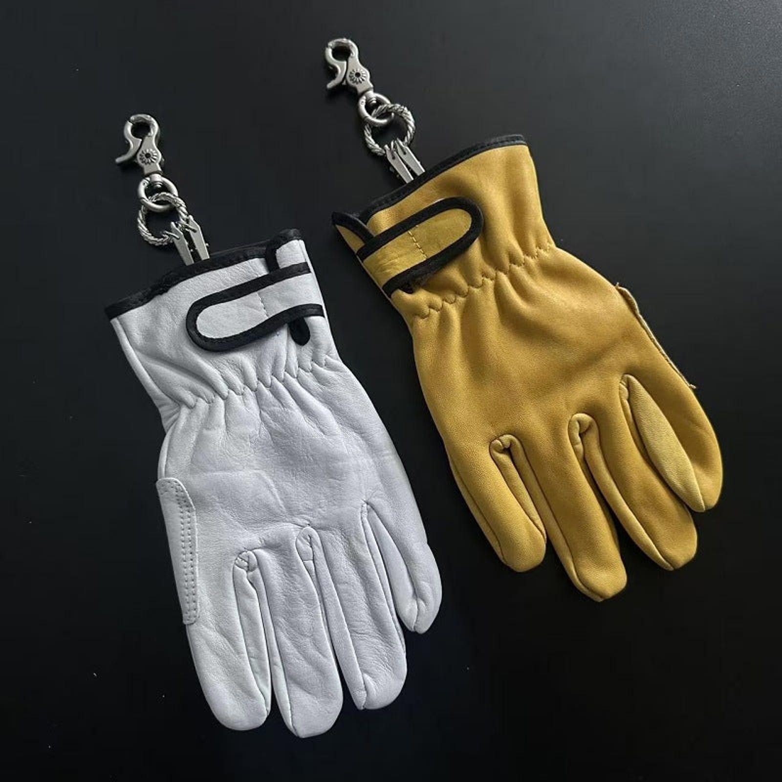 Jewelry Brown Leather Motorcycle Gloves Attachment for Pants Size ONE SIZE - 7 Thumbnail