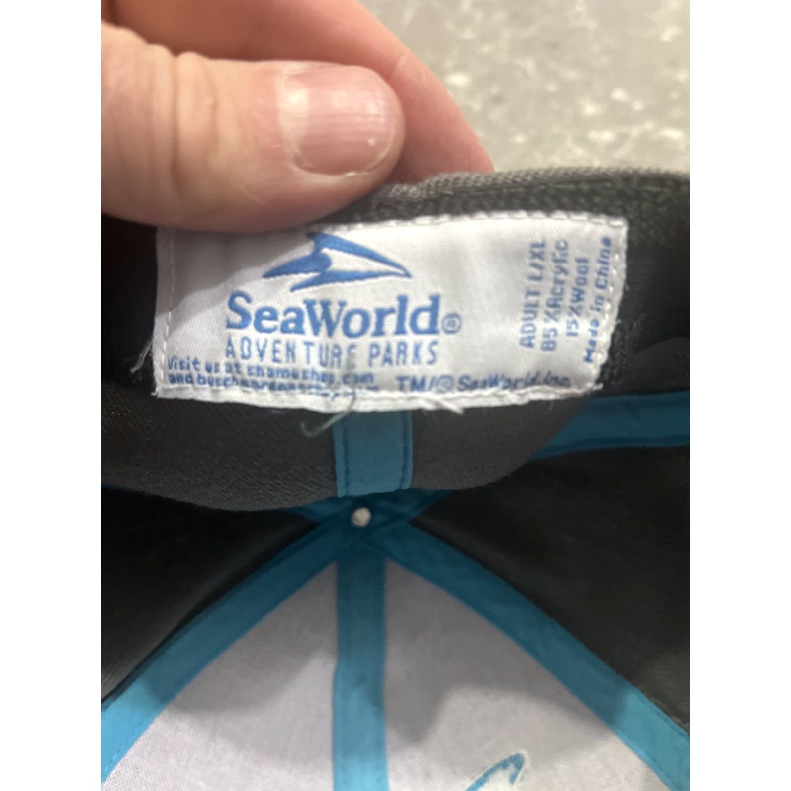 Vintage SeaWorld Adventure Park Hat Cap L/XL Adult Stretch Fit Gray Blue Embroidered SeaWorld Logo Baseball Cap Mens Size ONE SIZE - 7 Thumbnail