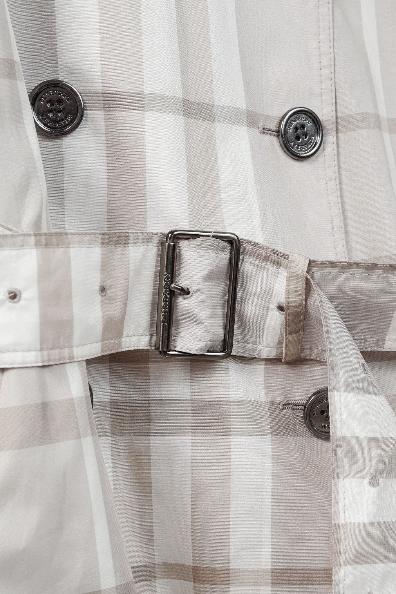 Burberry Burberry Brit Grey Check Taffeta Packable Belted Trench Coat Size L / US 10 / IT 46 - 8 Thumbnail