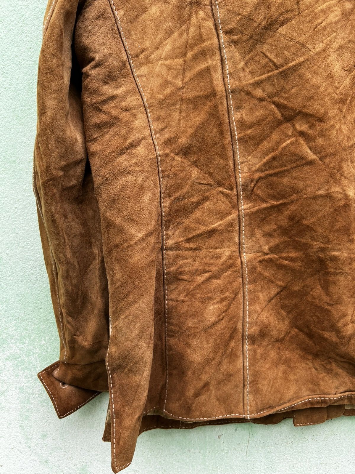 Leather Vintage 70s German Suede Leather Safari Jacket Brown Size US M / EU 48-50 / 2 - 12 Thumbnail