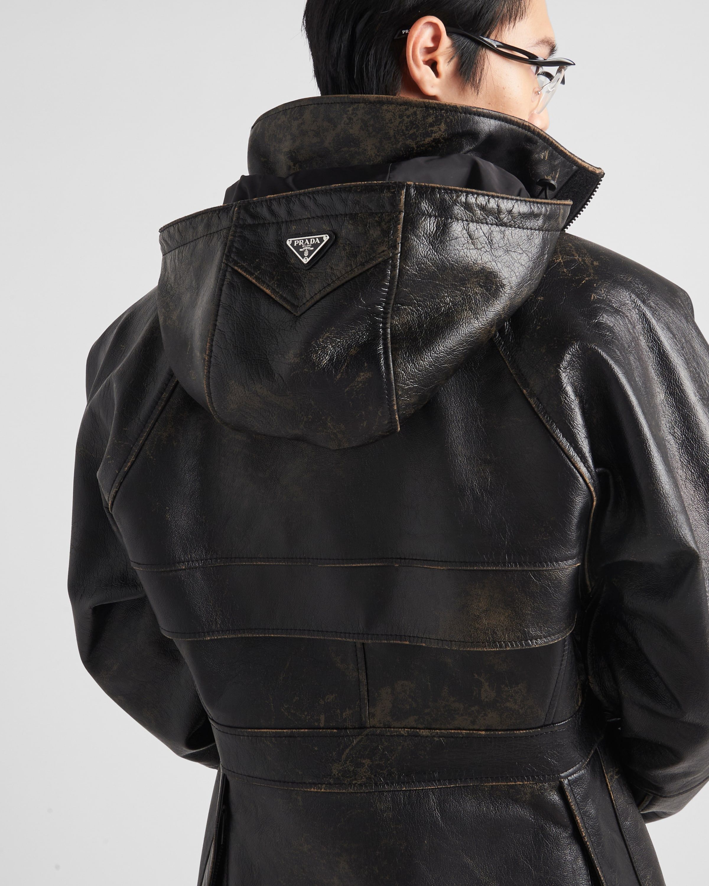 Prada o1bcso1str1025 Leather Caban Jacket in Black Size US L / EU 52-54 / 3 - 6 Thumbnail