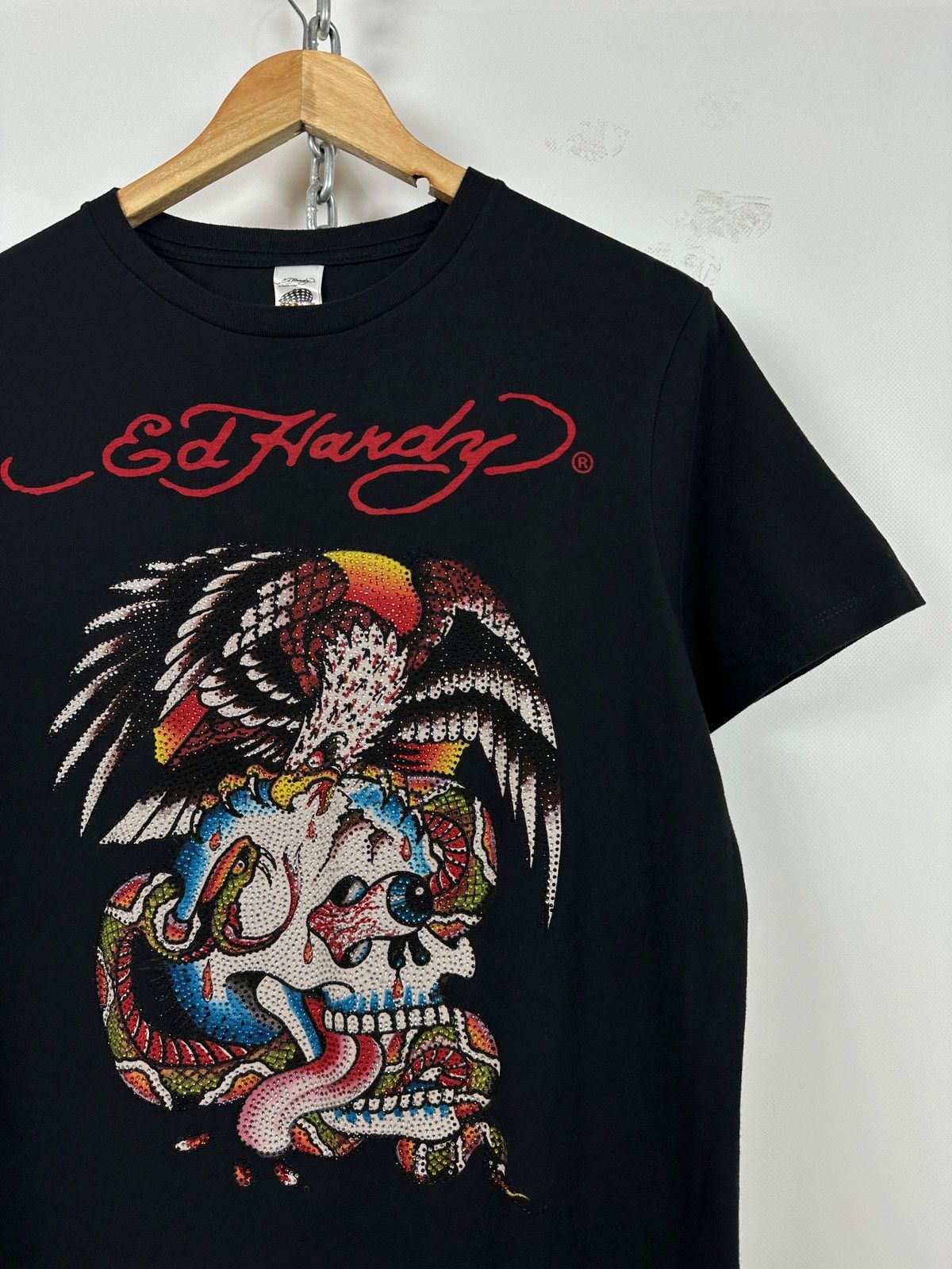 Ed Hardy Vintage Ed Hardy Rhinestones Skull Eagle Snake Black T-Shirt Size US M / EU 48-50 / 2 - 4 Thumbnail