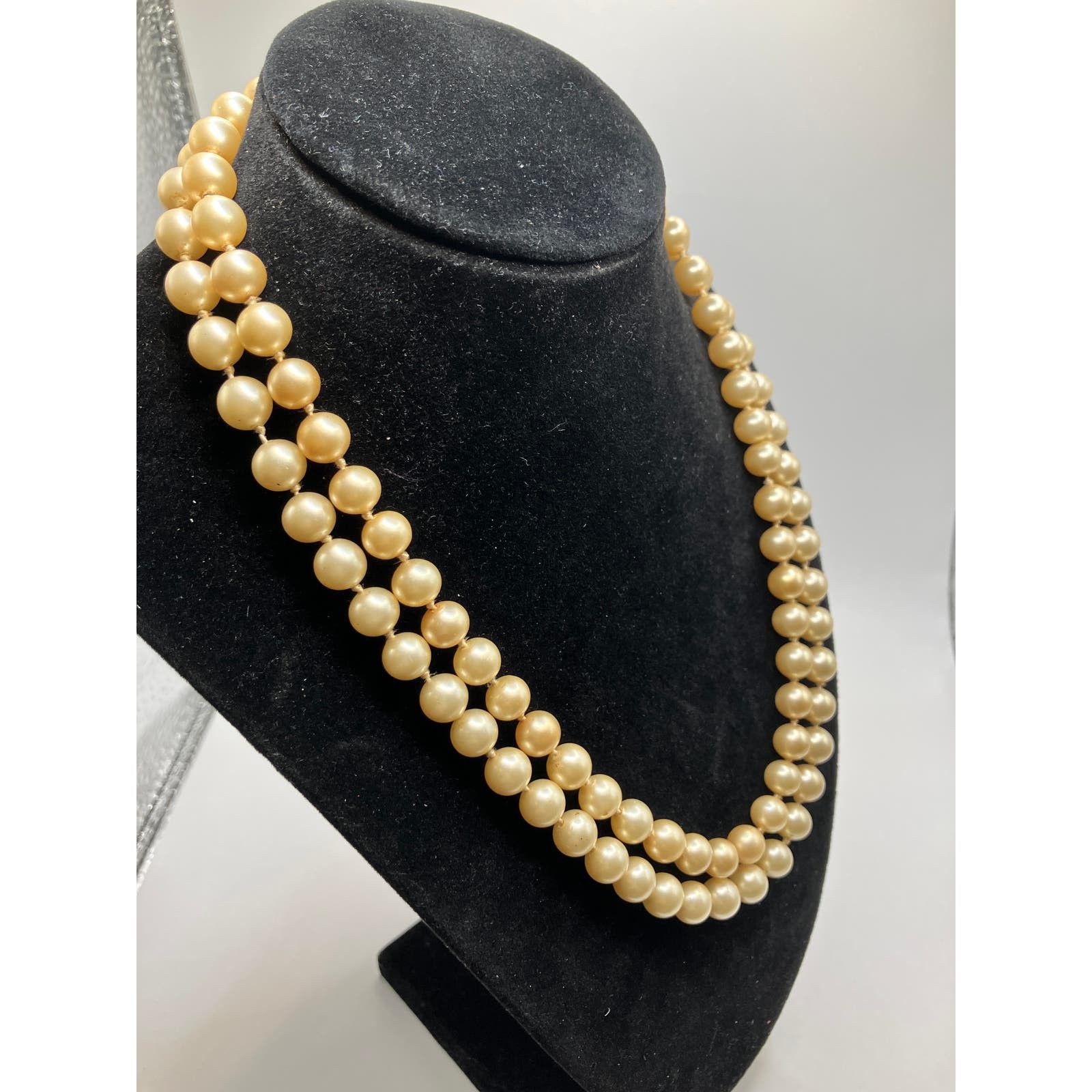 Vintage Double Strand Pearl and Swarovski Crystal Necklace!