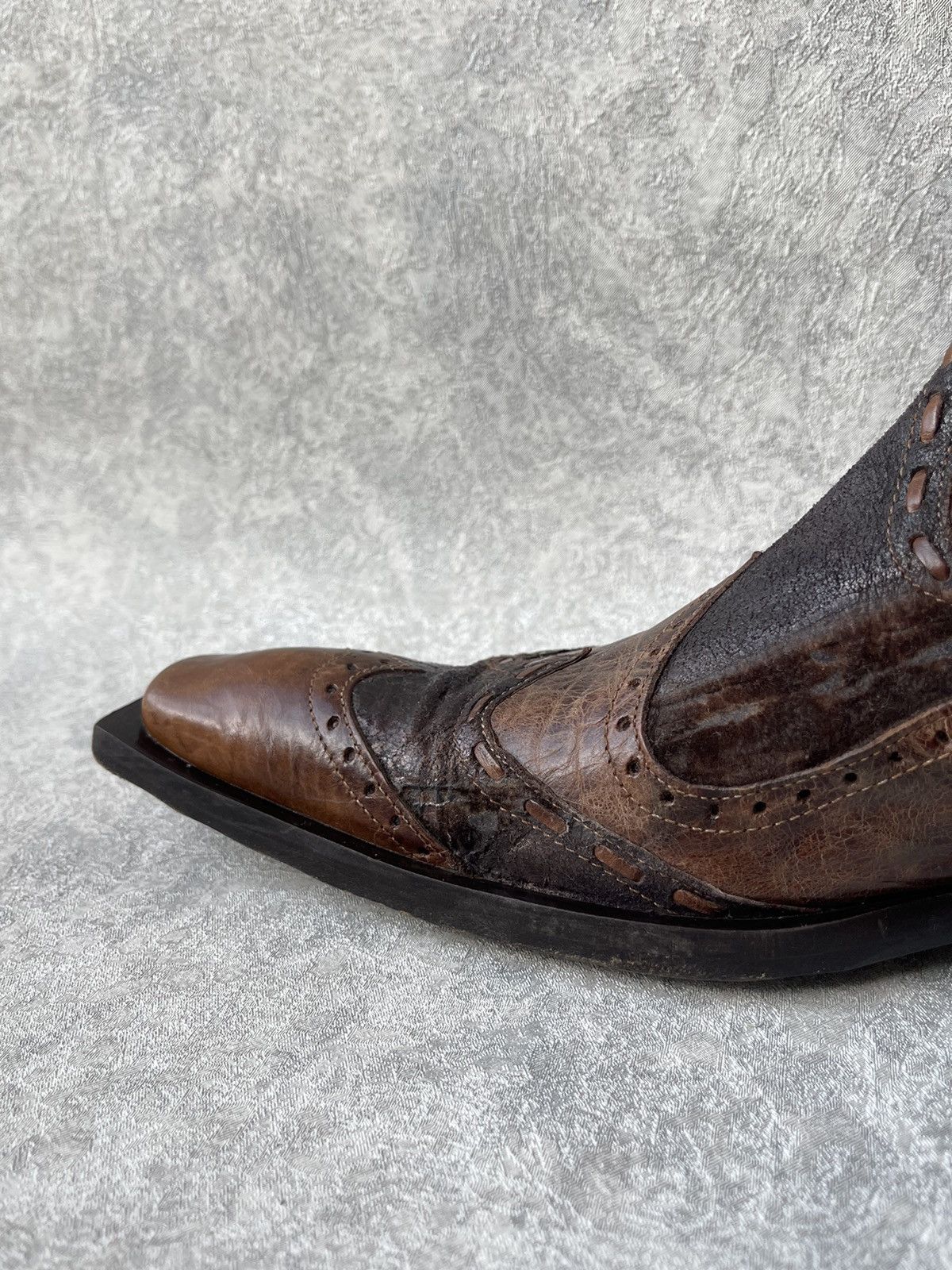 Jo Ghost GHOST Italy Distressed Leather Square Toe Boots Archive Y2K Size US 8 / EU 41 - 13 Thumbnail