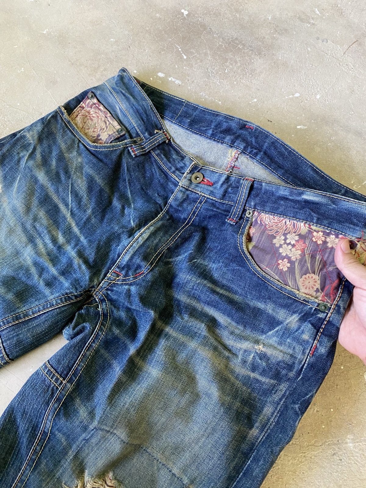Eternal ETERNAL Japanese Floral Repair Distressed Denim Size US 34 / EU 50 - 6 Thumbnail