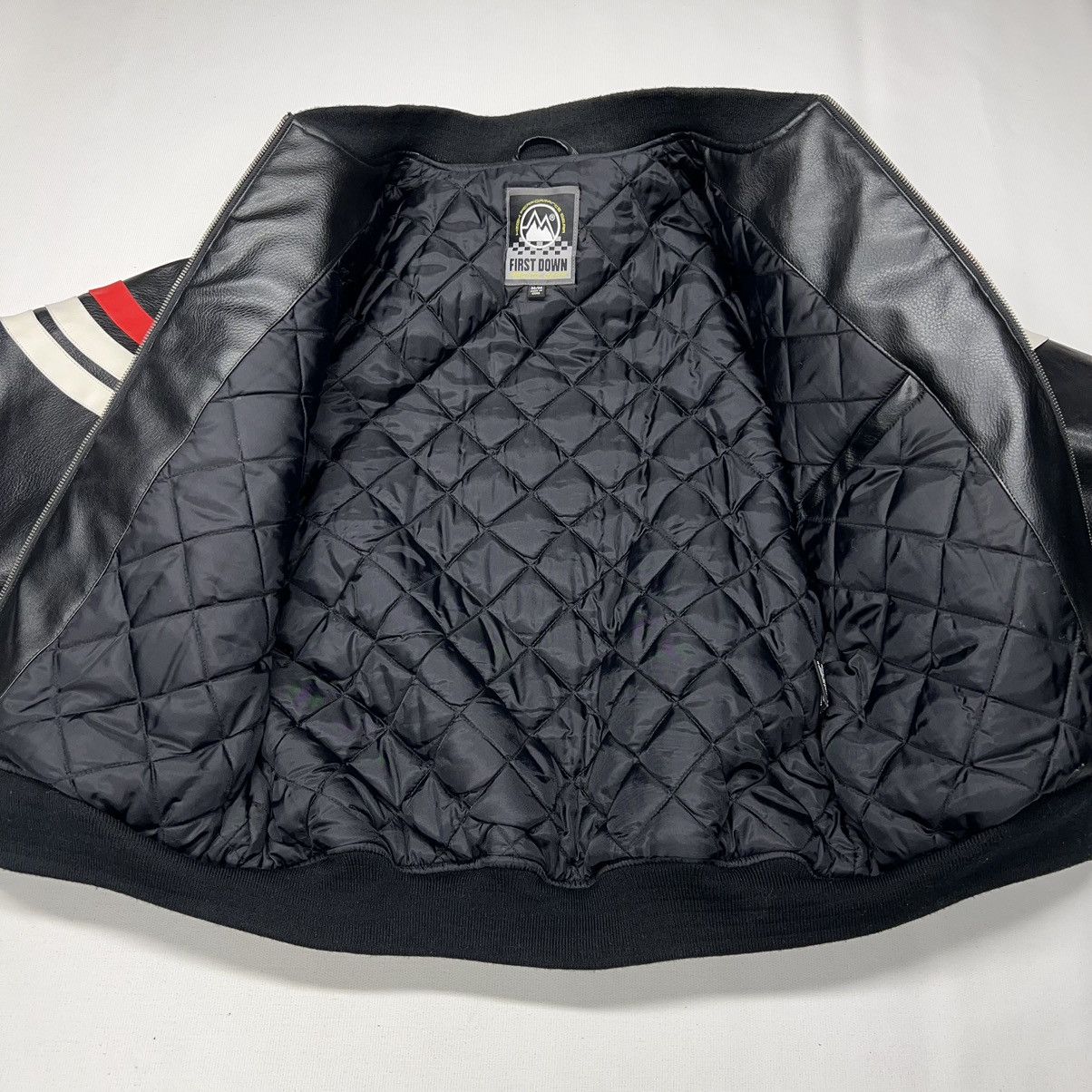 Vintage VTG First Down Leather Racing Jacket Black Coat Gear Zip Y2K Size US M / EU 48-50 / 2 - 10 Thumbnail