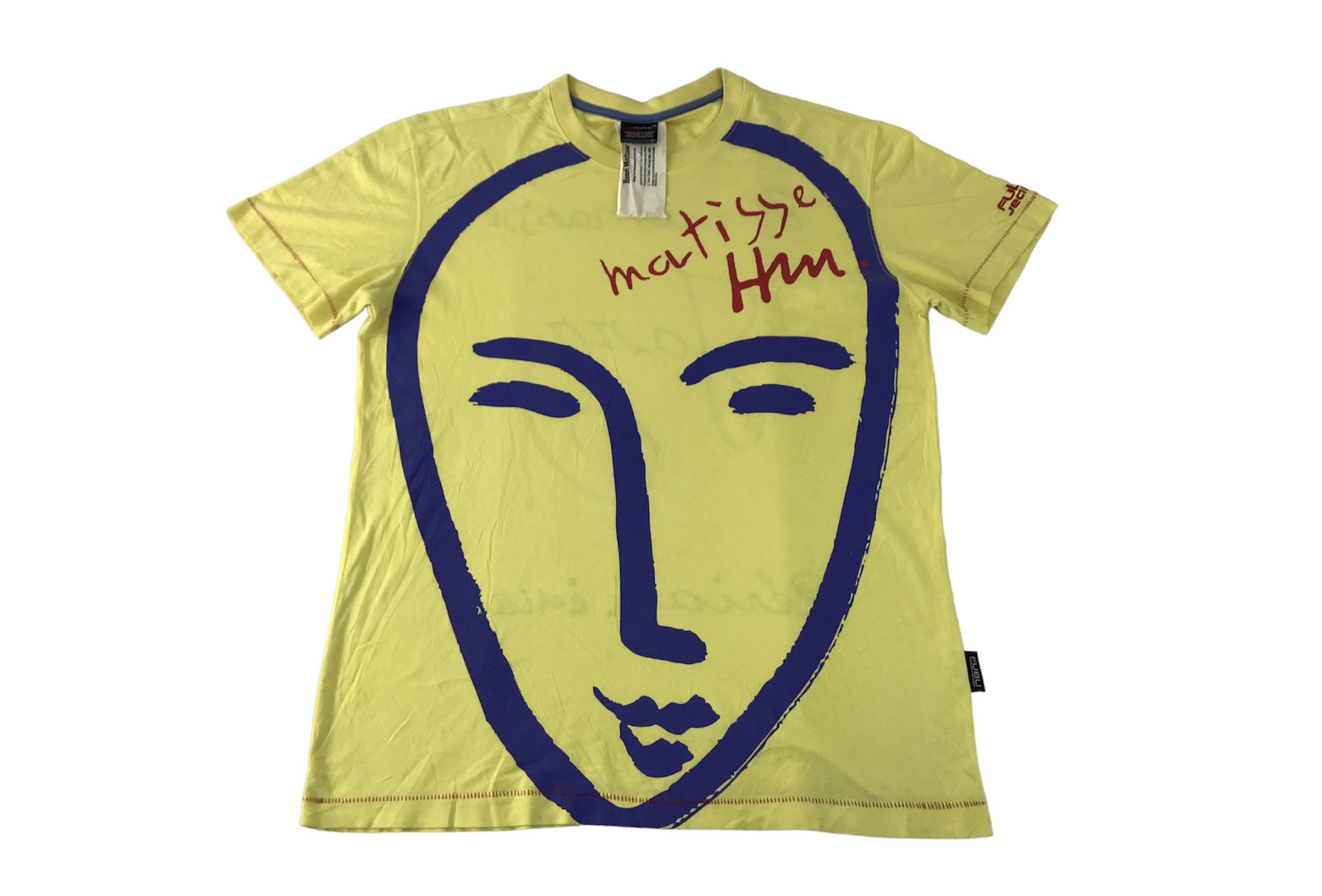 image of Art x Fubu 90's Fubu Jeans Henri Matisse Big Face Printed Tee in Yellow, Men's (Size Medium)