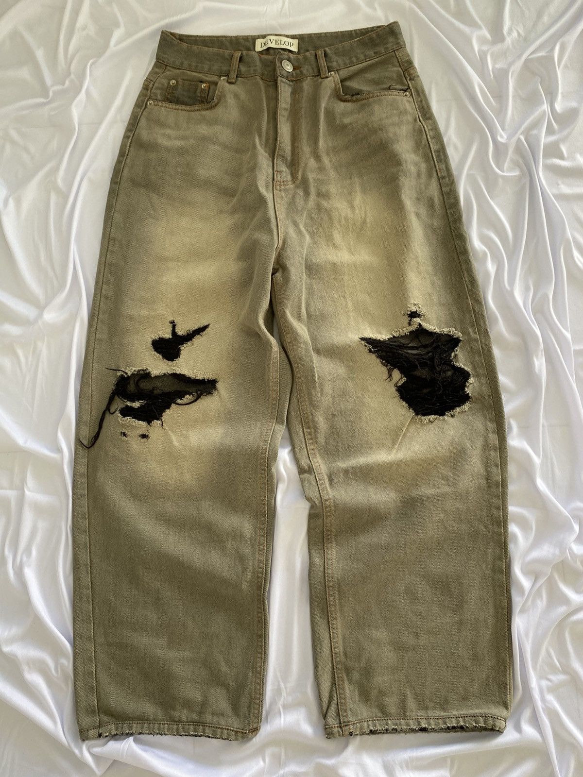 Designer × Jean baggy distressed jeans develop balenciaga style Size US 30 / EU 46 - 1 Thumbnail
