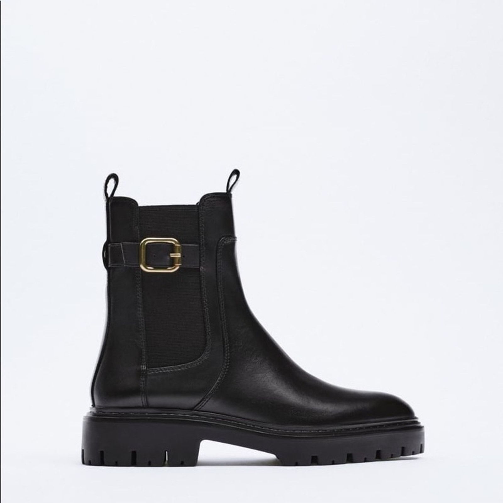 Zara ZARA LEATHER ANKLE BOOTS WITH BUCKLE BLACK Size US 10 / IT 40 - 5 Thumbnail