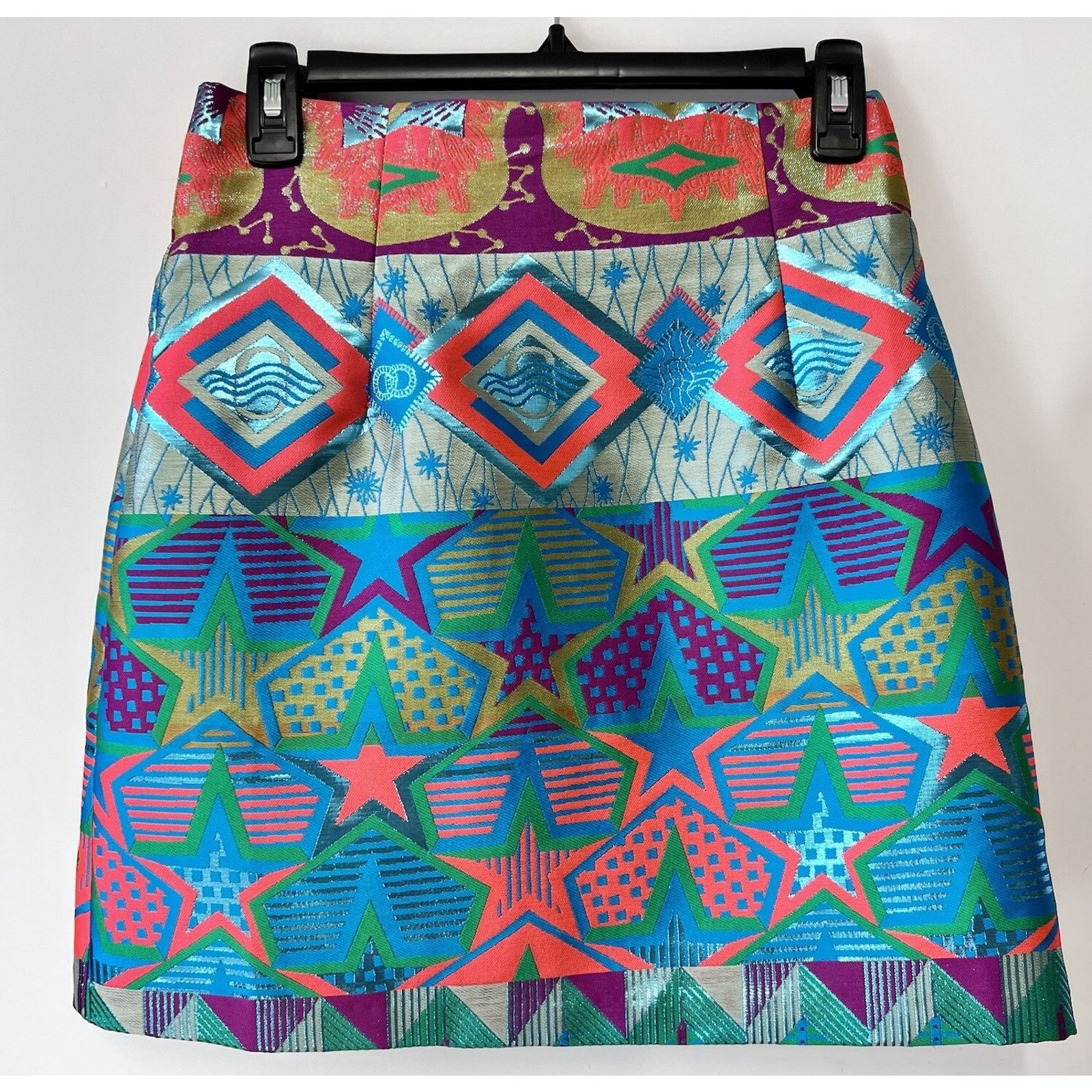 Cynthia Rowley Cynthia Rowley Metallic Neon Brocade Miniskirt Size 28" / US 6 / IT 42 - 1 Thumbnail