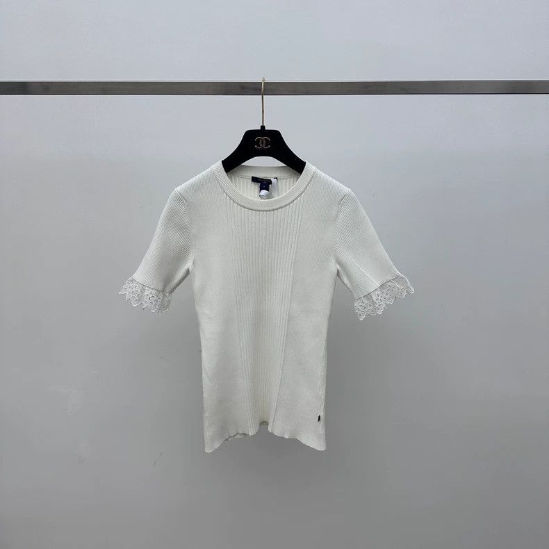 Louis Vuitton Louis Vuitton Ribbed Lace Short Sleeve Top - dmc Size US S / EU 44-46 / 1 - 1 Thumbnail